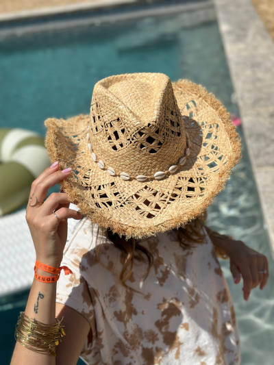 Chapeau de paille ajustable à l'intérieur avec une ligne de carry tout autour. Melle Louise. 2