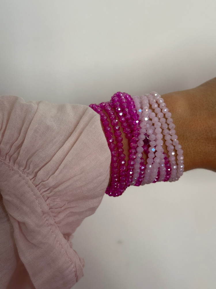 Collier et bracelet SUMMER rose dragée