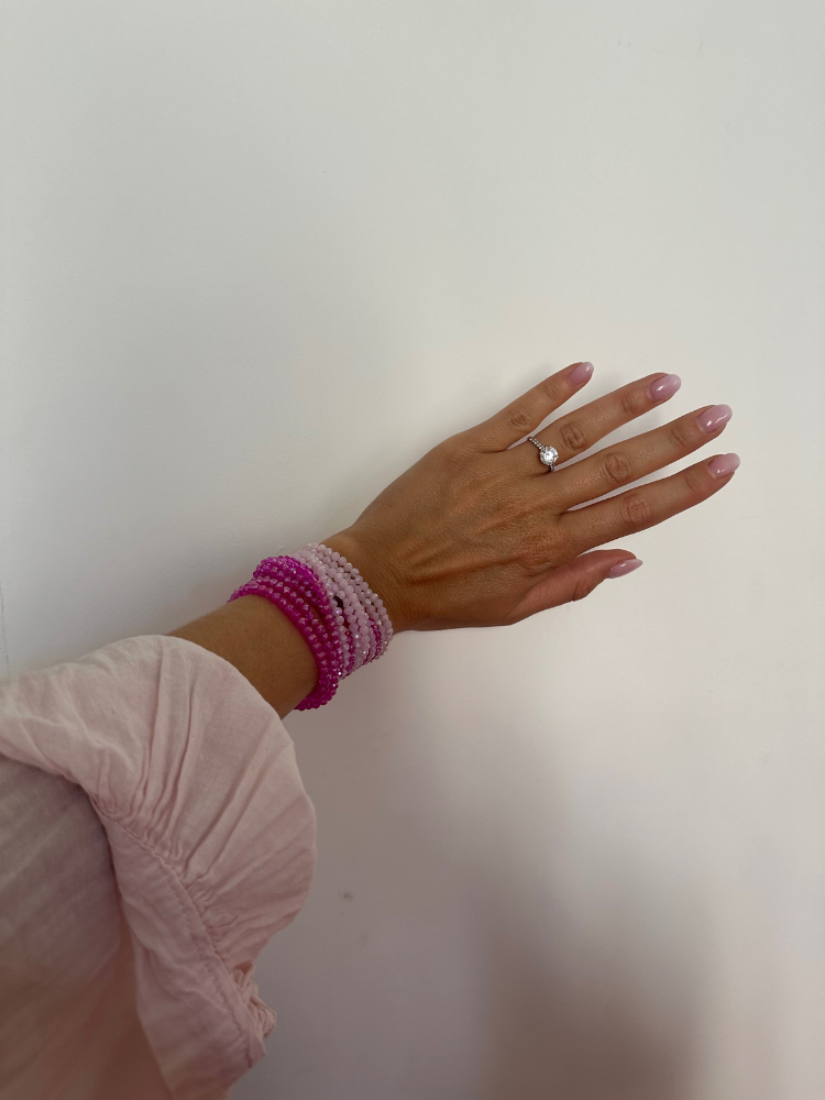 Collier et bracelet SUMMER rose dragée