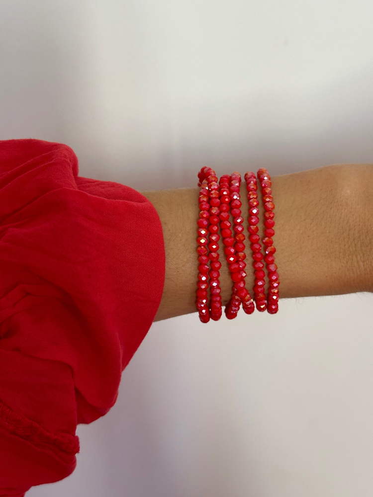 Collier et bracelet SUMMER rouge irisé