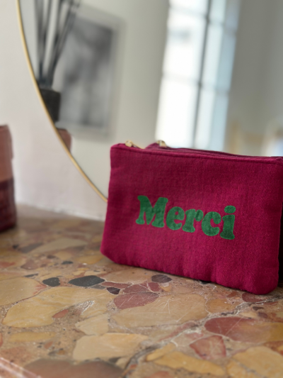 Pochette MERCI framboise 2