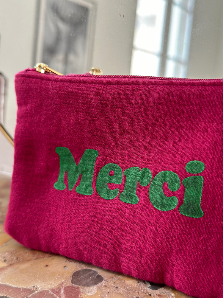 Pochette MERCI framboise