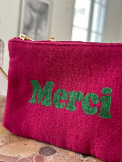 Pochette MERCI framboise