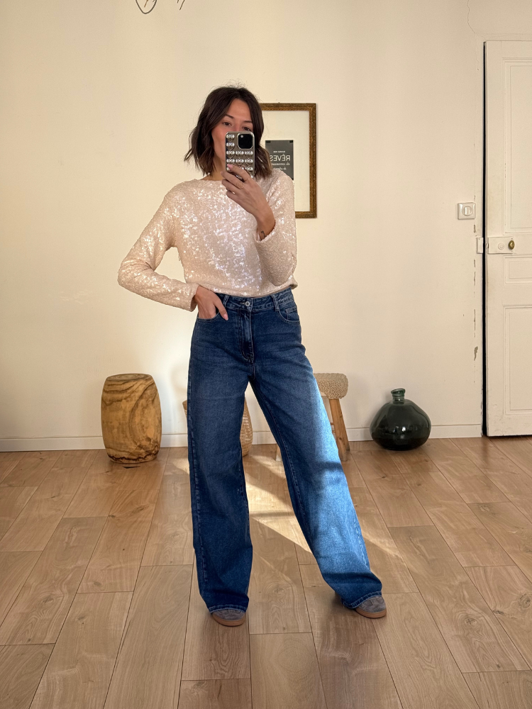 Top LINA écru sequin