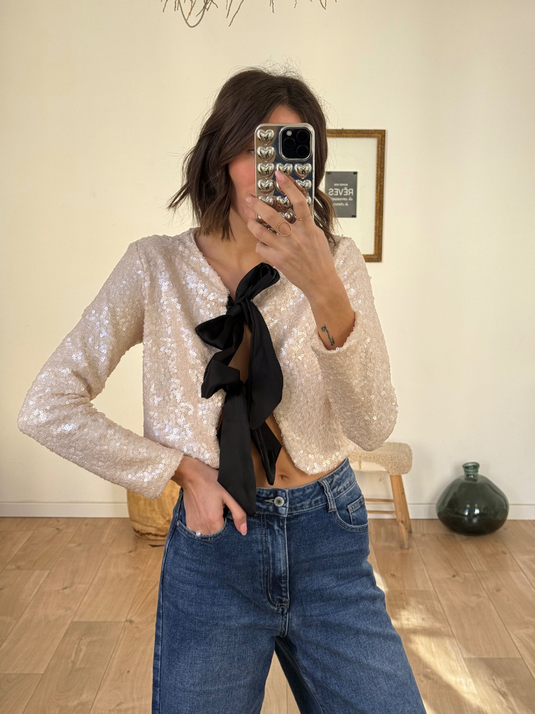 Top LINA écru sequin