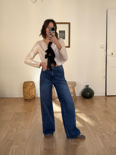 Top LINA écru sequin