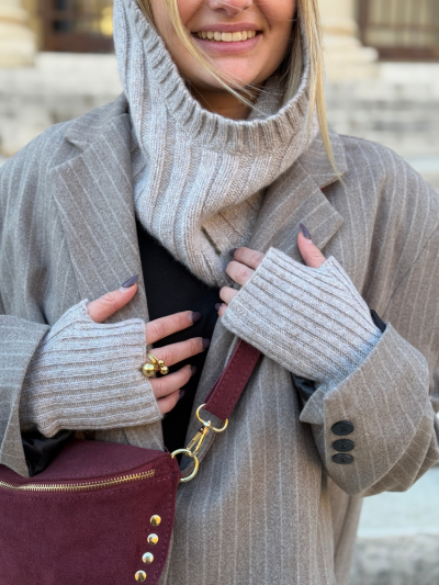 Mitaines KOON 100% cachemire 12 fils couleur beige X Veronica Loubry. Boutique Mademoiselle Louise - Melle Louise. 2