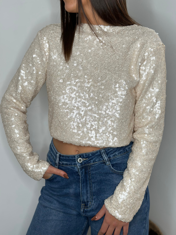 Top LINA écru sequin