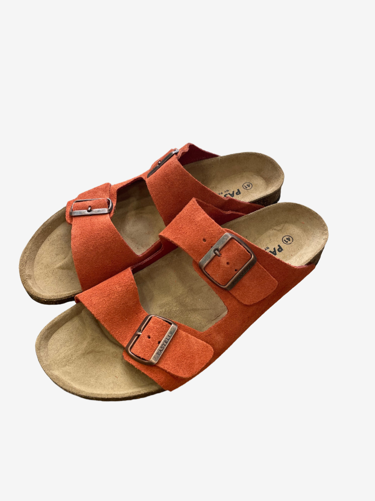 Sandales femme rouille. Sandales en peau retournée deux brides réglables. Sandales Pastelle rouille . Mademoiselle Louise.