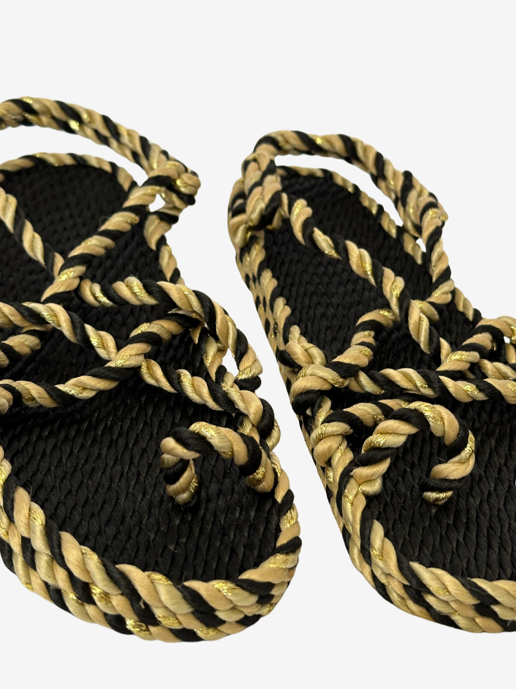 Sandales TOE JOE noir & beige