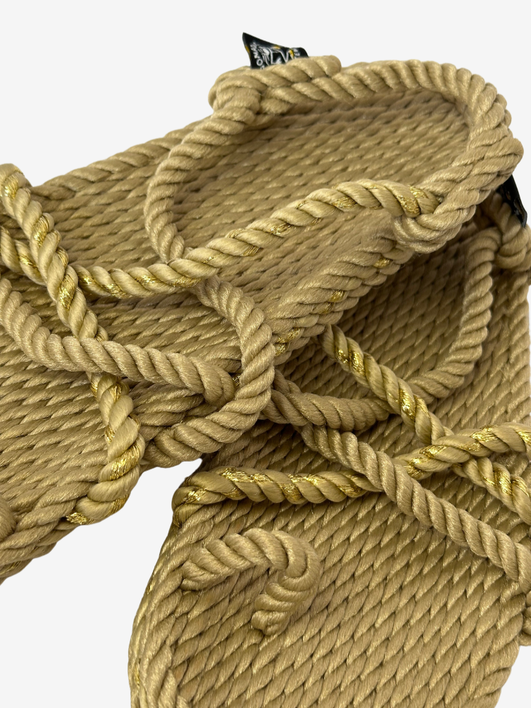 Sandales TOE JOE beige & sparkling gold