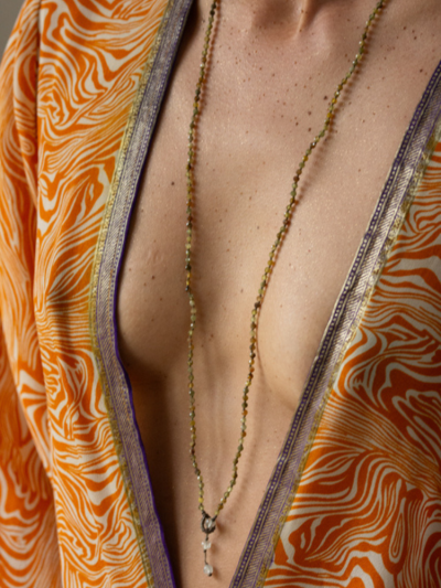 Sautoir CLARA long grenat vert 2