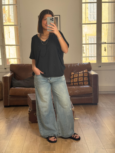 T-shirt NINO noir col v 2