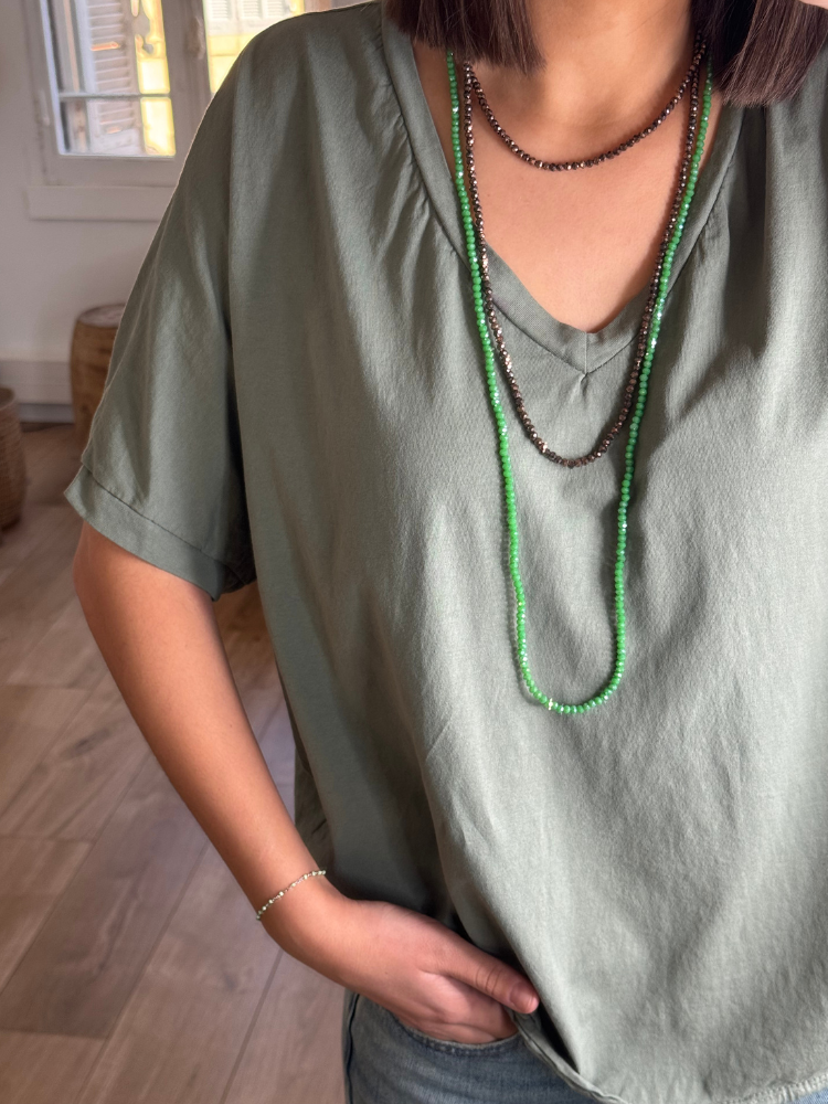 T-shirt NINO kaki col v