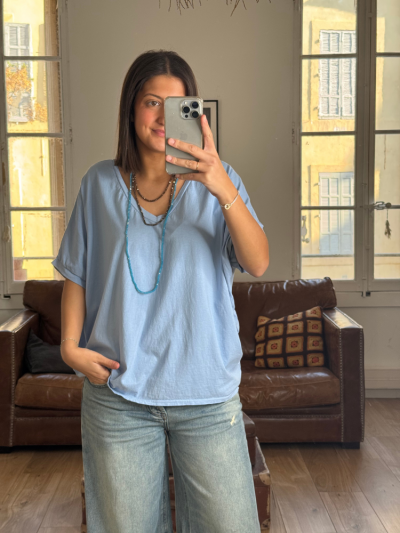 T-shirt NINO bleu clair col v