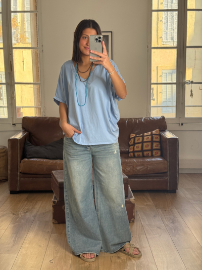 T-shirt NINO bleu clair col v