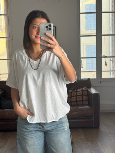 T-shirt NINO blanc col v