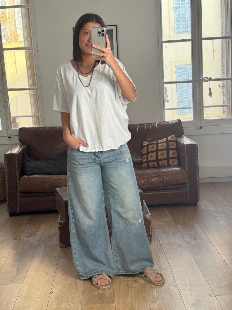 T-shirt NINO blanc col v