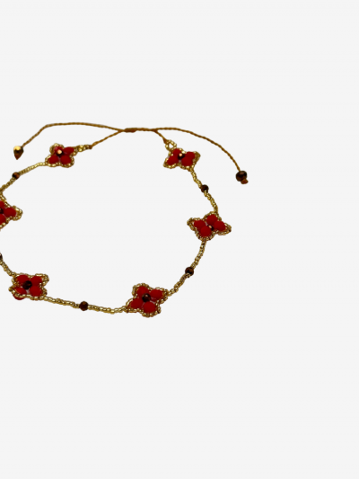 Bracelet cheville TANIA rouge 2