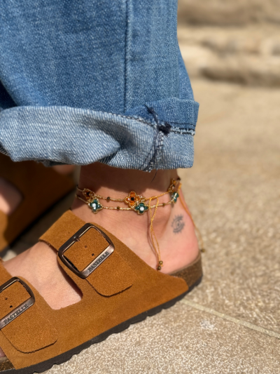 Bracelet cheville TANIA orange 2