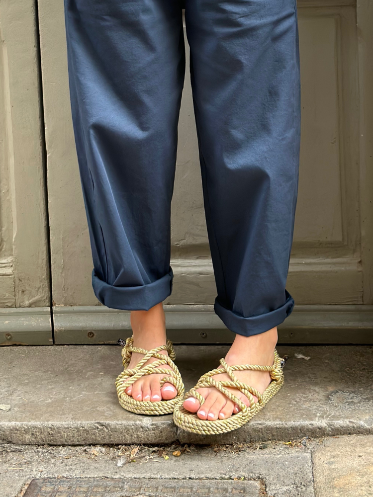 Sandale Nomadic TOE JOE beige & sparkling golf. Sandale en cordes faites main. Nomadic / Mademoiselle Louise