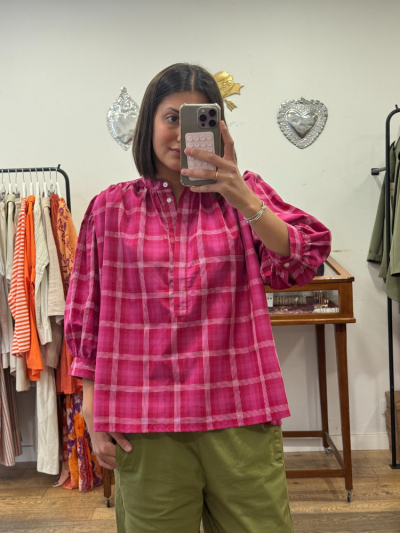 Tunique MACHA fuchsia à carreaux