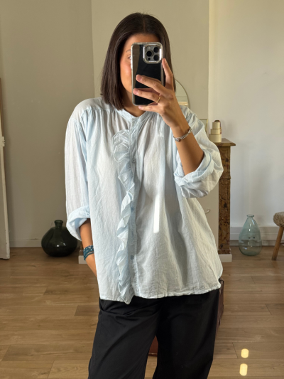 Chemise FLORA bleu ciel