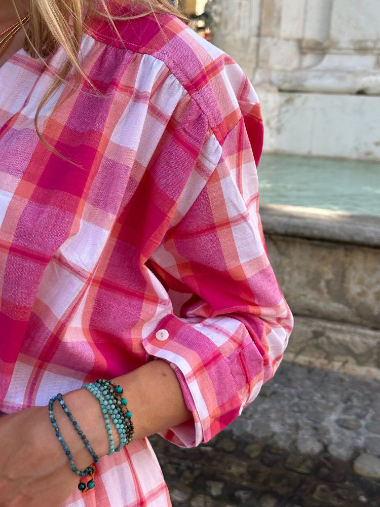 Robe MAIA rose à carreaux