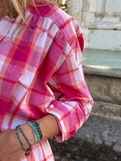 Robe MAIA rose à carreaux