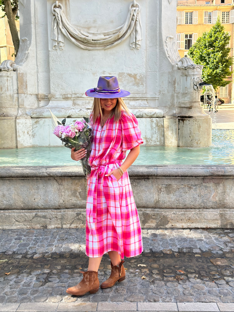 Robe SACHA rose à carreaux