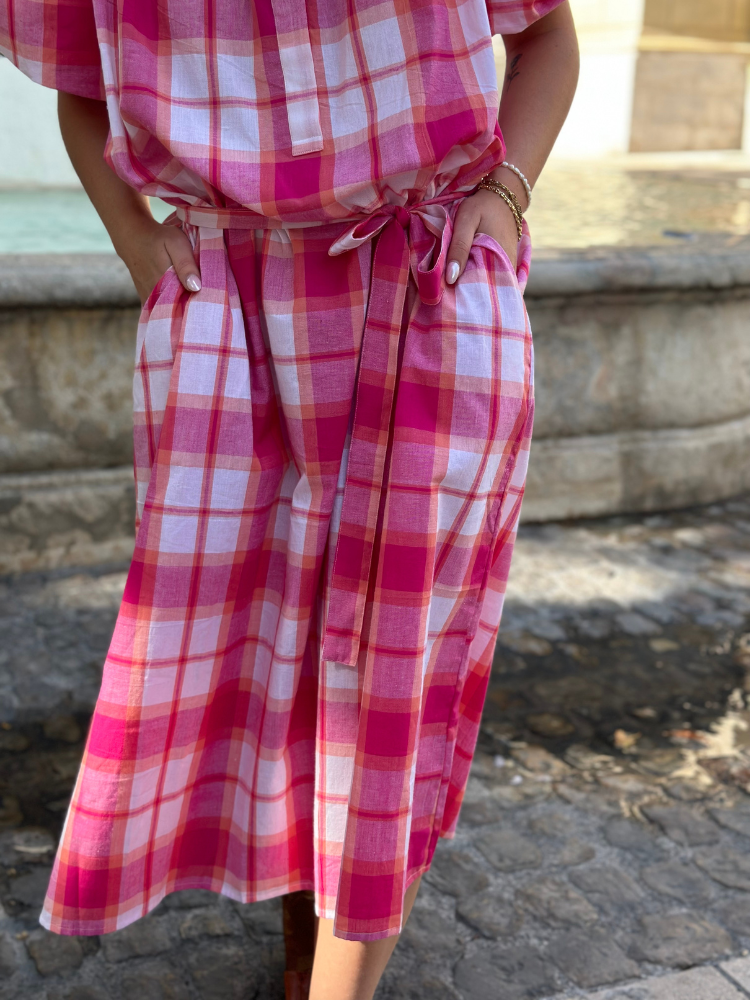 Robe SACHA rose à carreaux