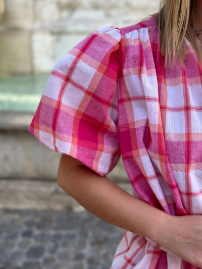 Robe SACHA rose à carreaux