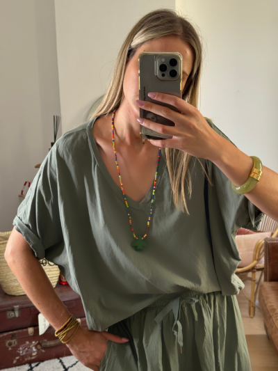 T-shirt NINO kaki col v