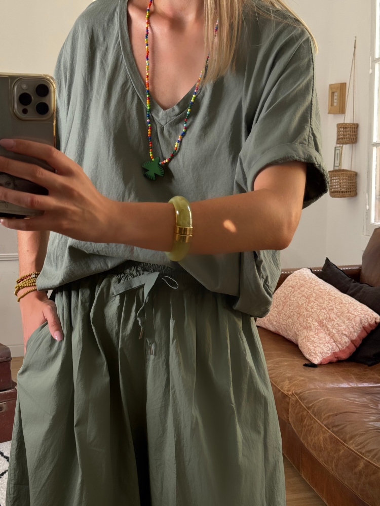 T-shirt NINO kaki col v