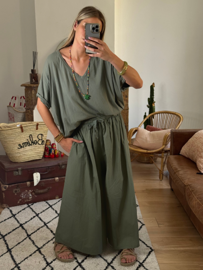 T-shirt NINO kaki col v 2