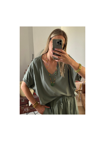 T-shirt NINO kaki col v