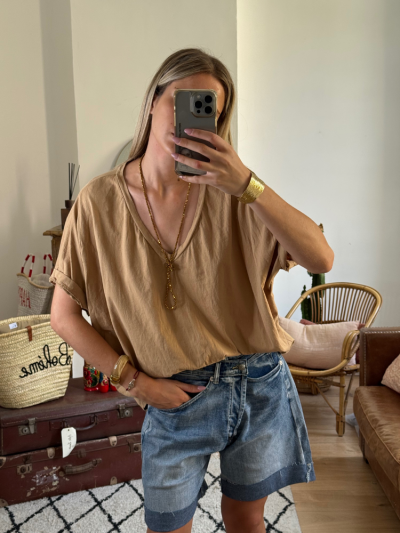 T-shirt NINO camel col v