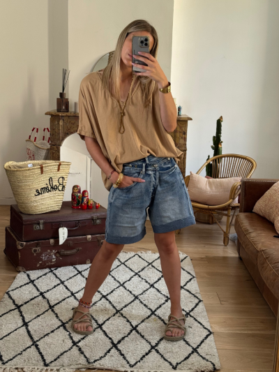 T-shirt NINO camel col v