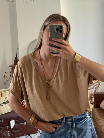 T-shirt NINO camel col v