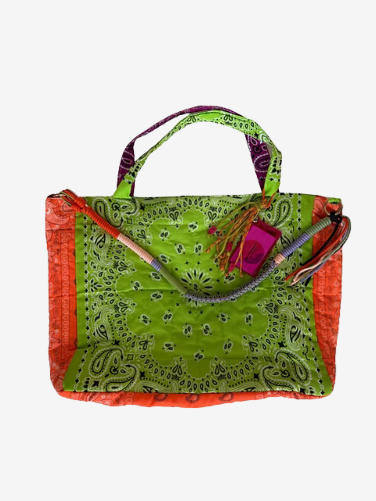 Cabas patch anis/cyclamen/orange fluo