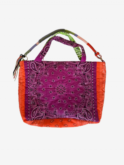 Cabas patch anis/cyclamen/orange fluo