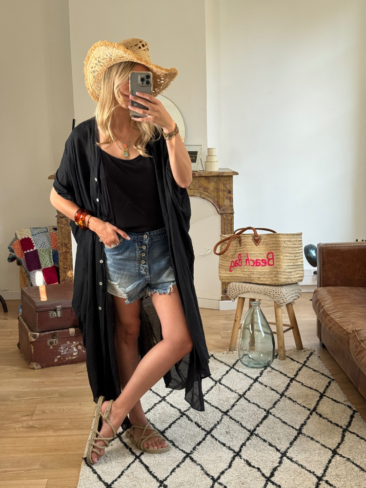 Short PAULETTE bleu délavé