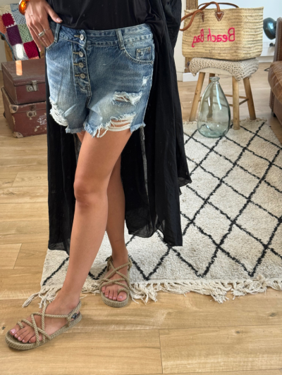 Short PAULETTE bleu délavé