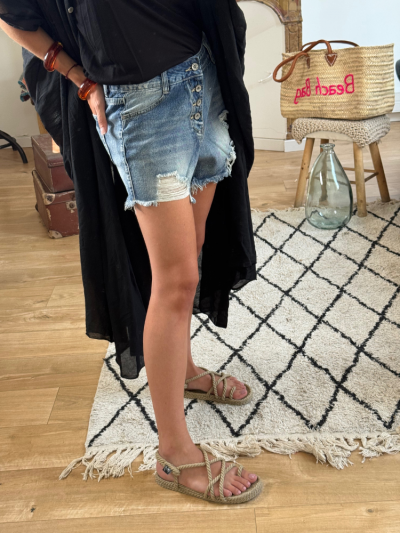 Short PAULETTE bleu délavé