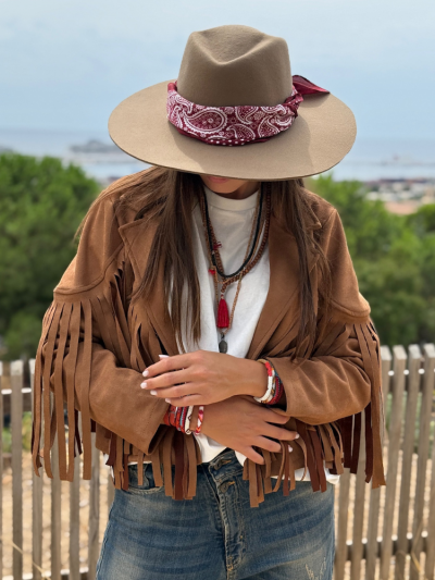 Veste DALLAS camel à frange