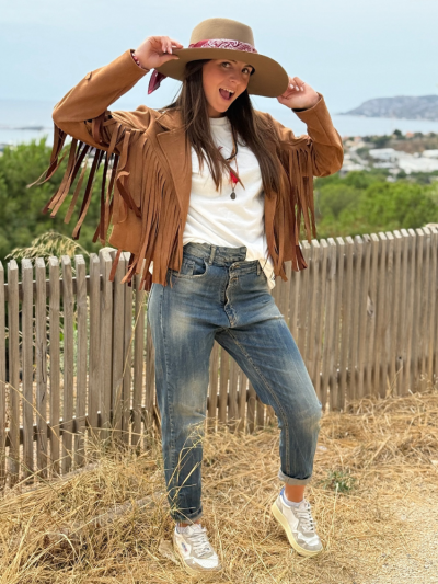 Veste DALLAS camel à frange