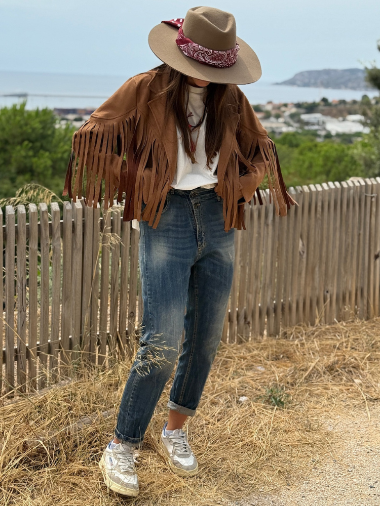 Veste DALLAS camel à frange