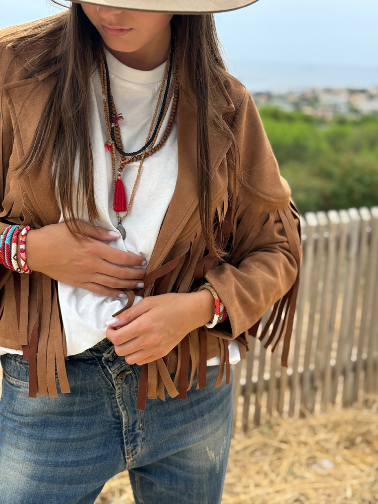 Veste DALLAS camel à frange