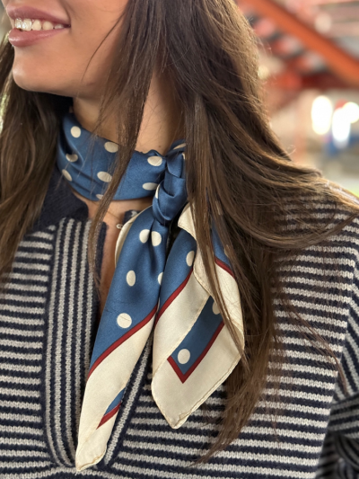 Foulard INES  bleu à pois