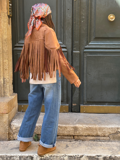 Veste DALLAS camel à frange